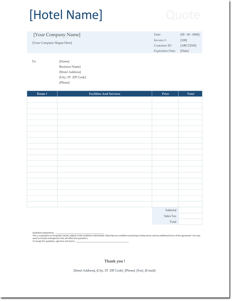 Quotation Templates – Download Free Quotes For Word, Excel Within Blank Estimate Form Template