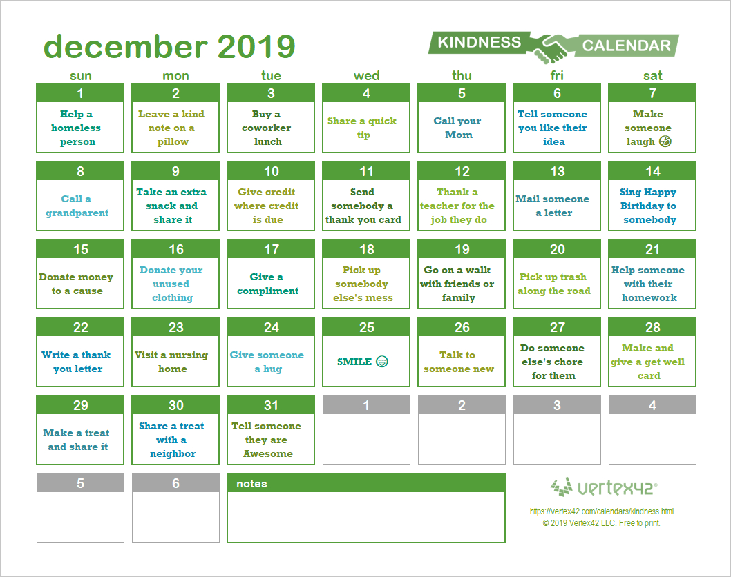 Random Acts Of Kindness Calendar Intended For Random Acts Of Kindness Cards Templates