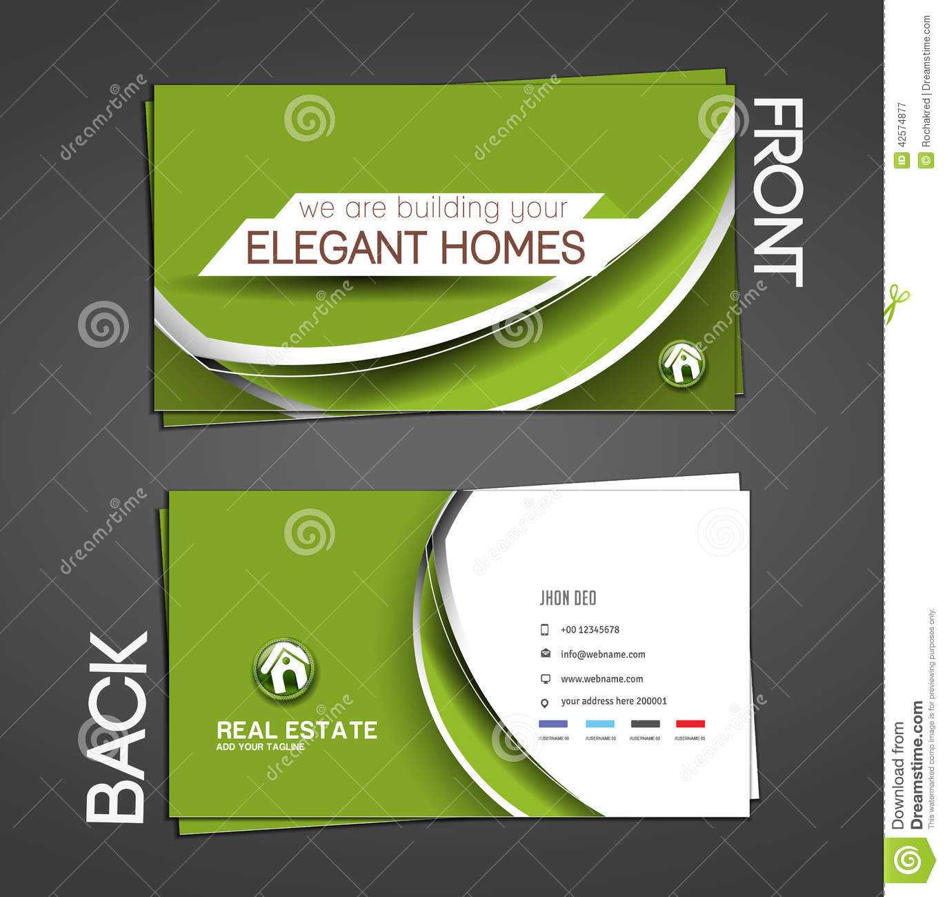 Real Estate Agent Business Card Stock Vector – Illustration Intended For Real Estate Agent Business Card Template