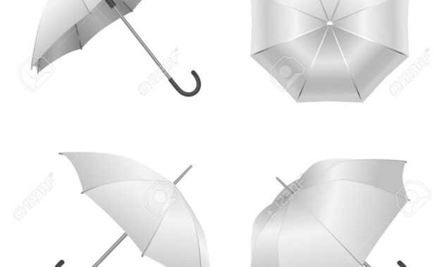 Realistic Detailed 3D White Blank Umbrella Template Mockup Set.. within Blank Umbrella Template