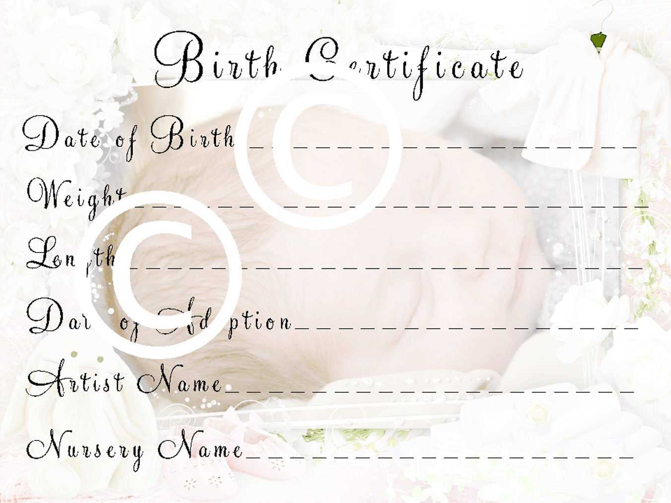 Reborn Birth Certificate Template Free With Regard To Baby Doll Birth Certificate Template