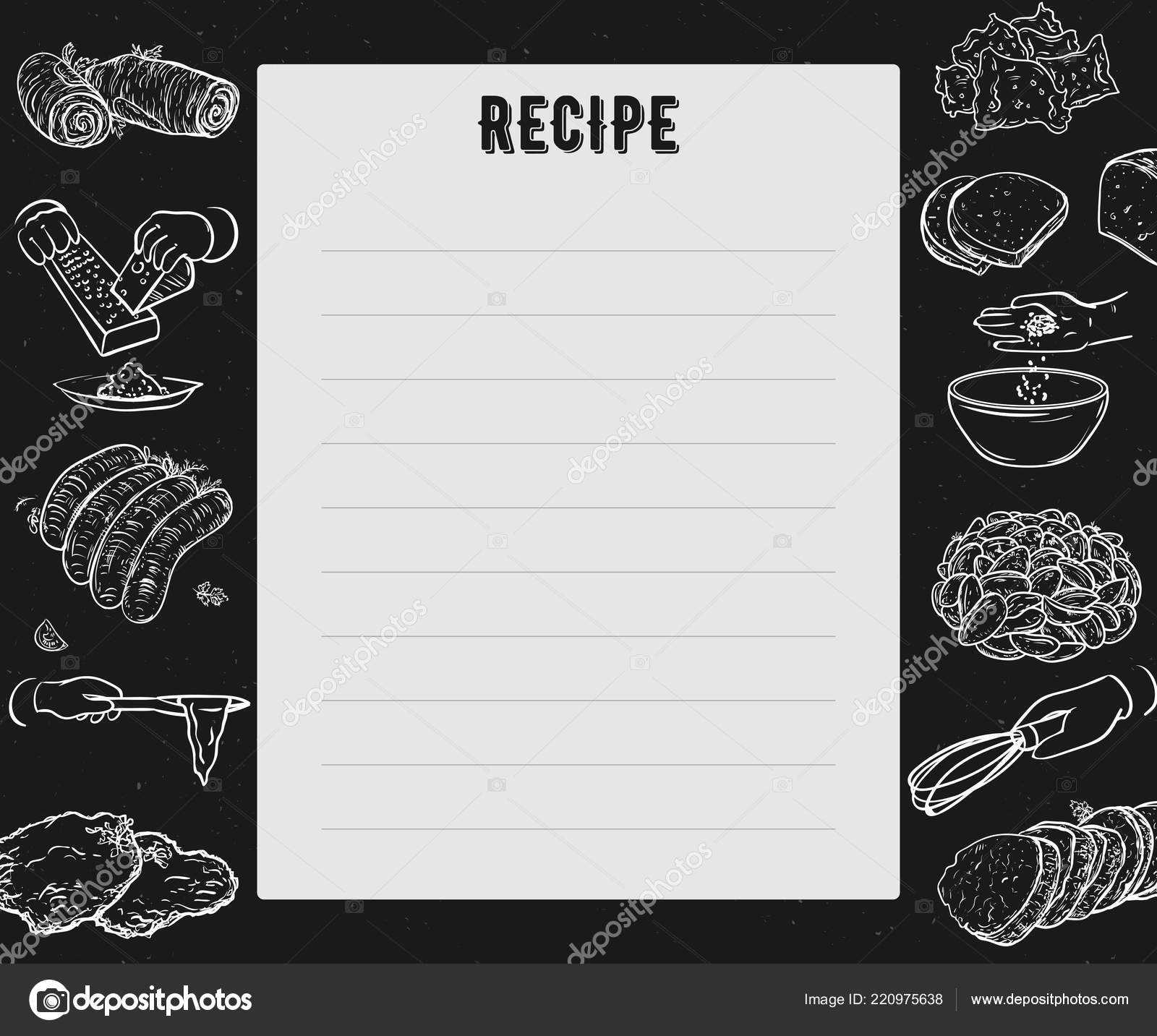 Recipe Card Cookbook Page Design Template Hands Preparing Throughout Recipe Card Design Template