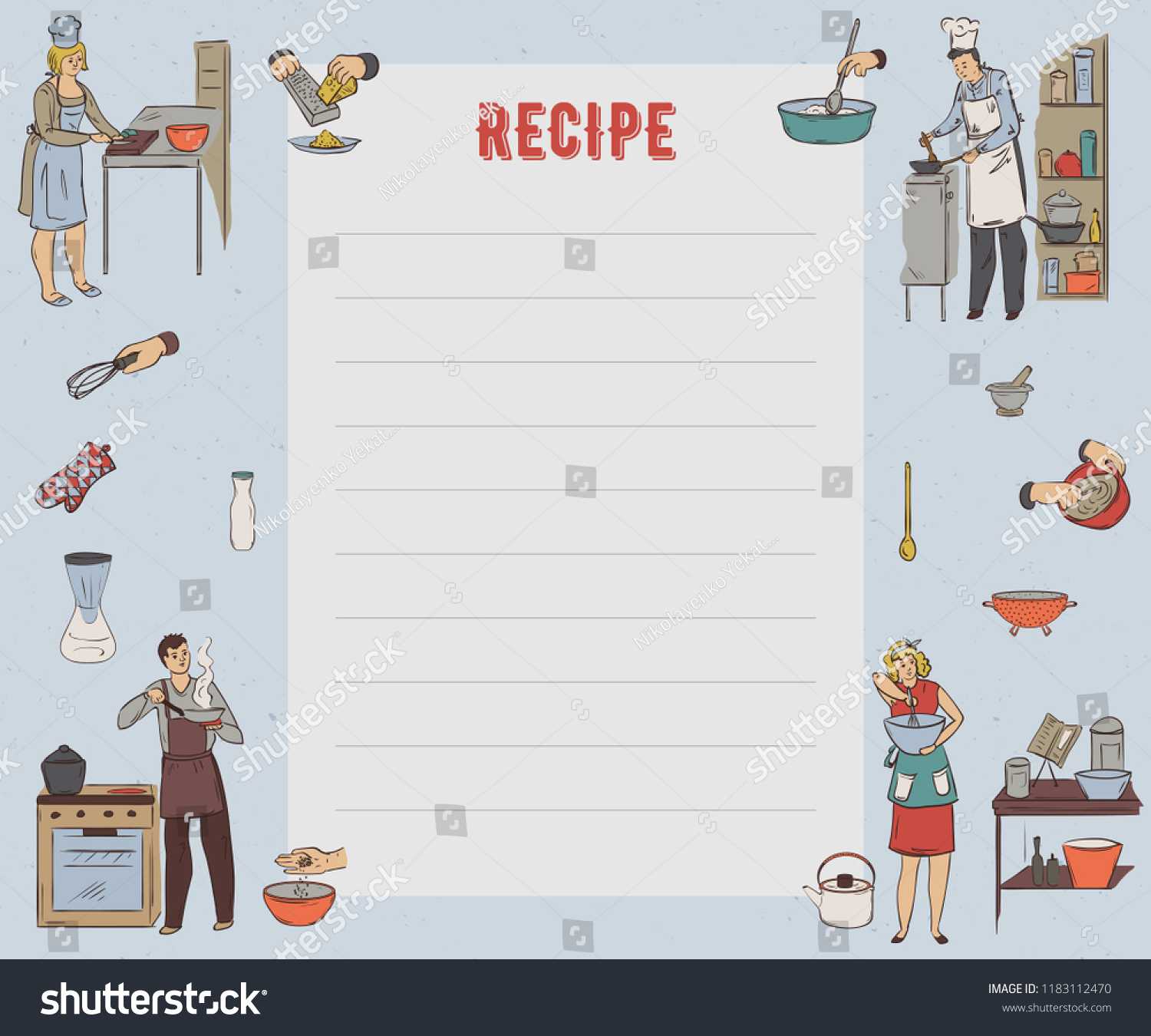Recipe Card Cookbook Page Design Template Stock Vector Throughout Recipe Card Design Template