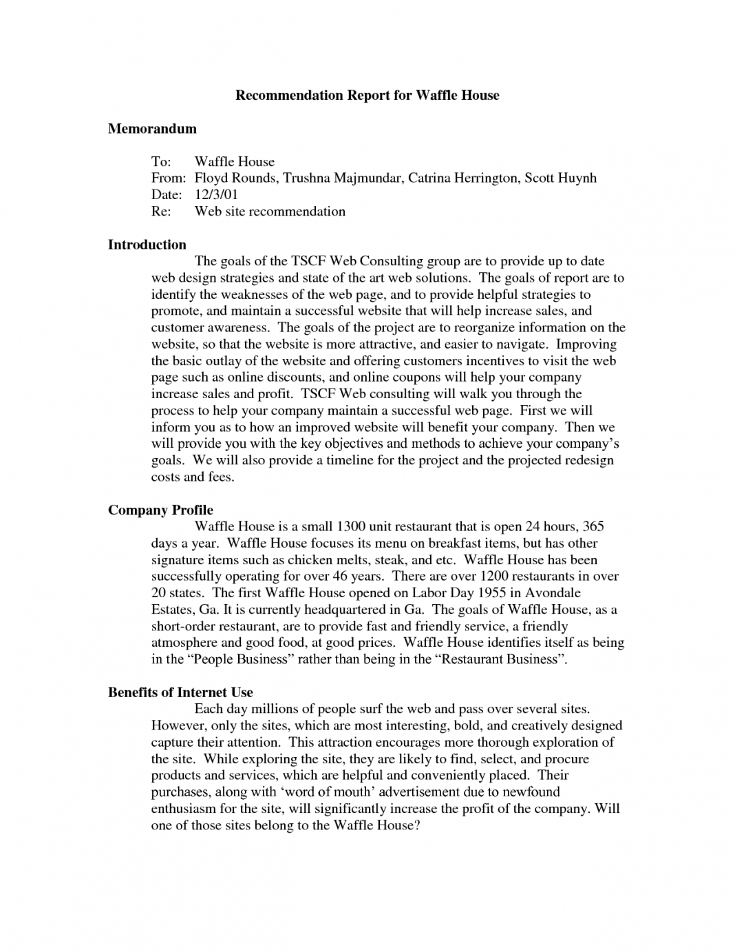 Recommendation Report Example Examples Internal Memo Sample Throughout Recommendation Report Template