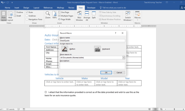 Record A Macro In Word - Instructions And Video Lesson for Word Macro Enabled Template