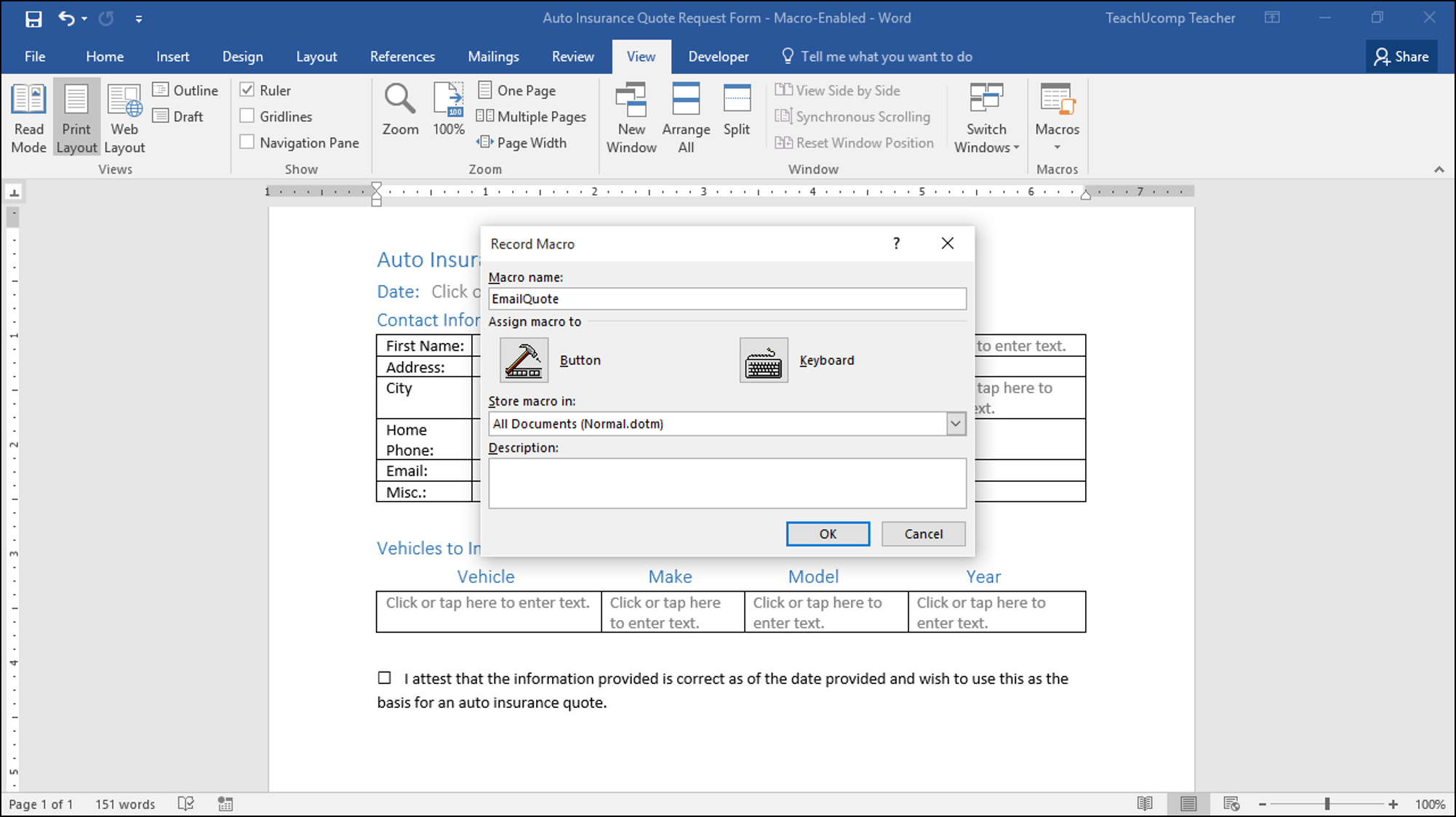 Record A Macro In Word - Instructions And Video Lesson For Word Macro Enabled Template