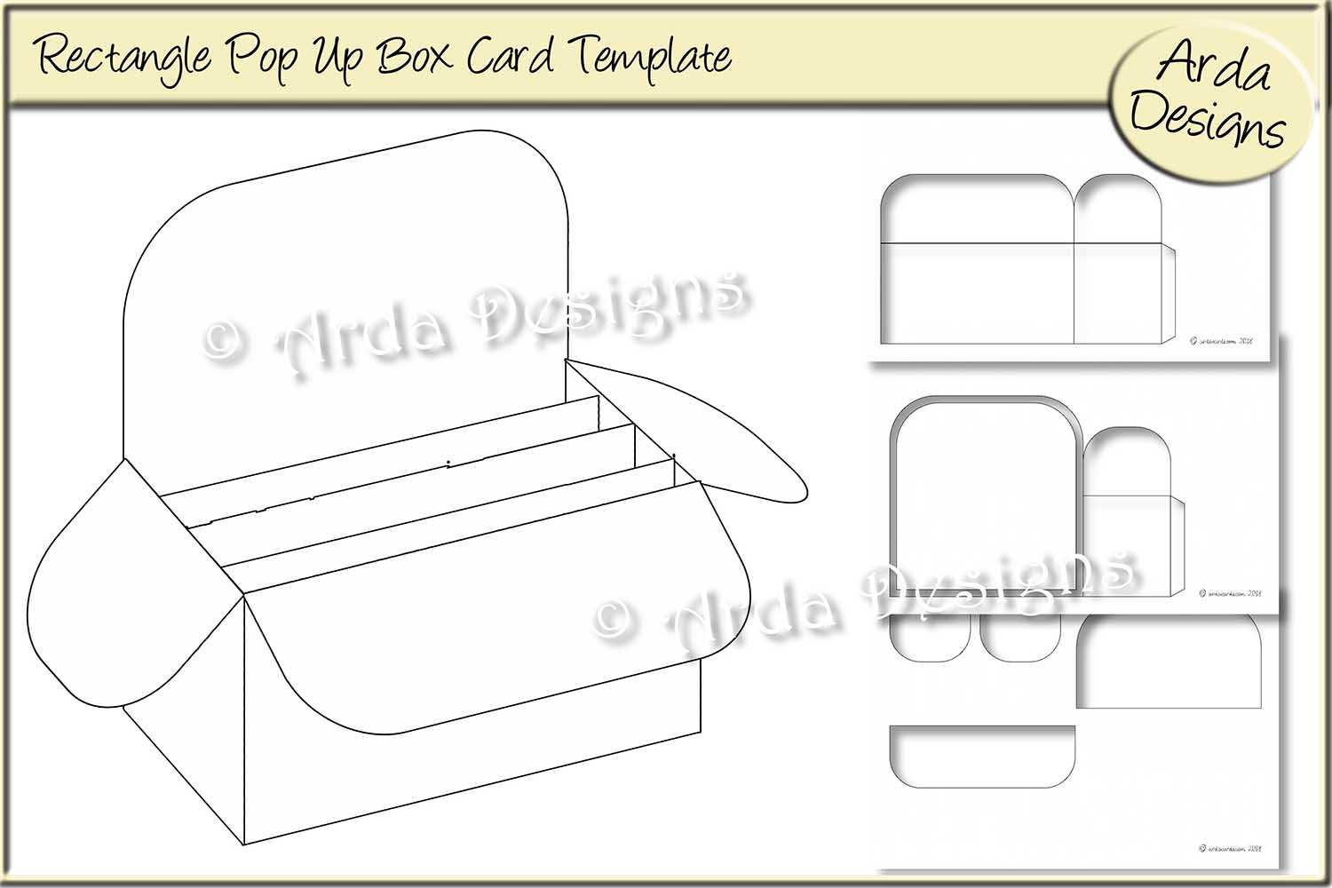 Rectangle Pop Up Box Card Cu Template Regarding Card Box Template Generator