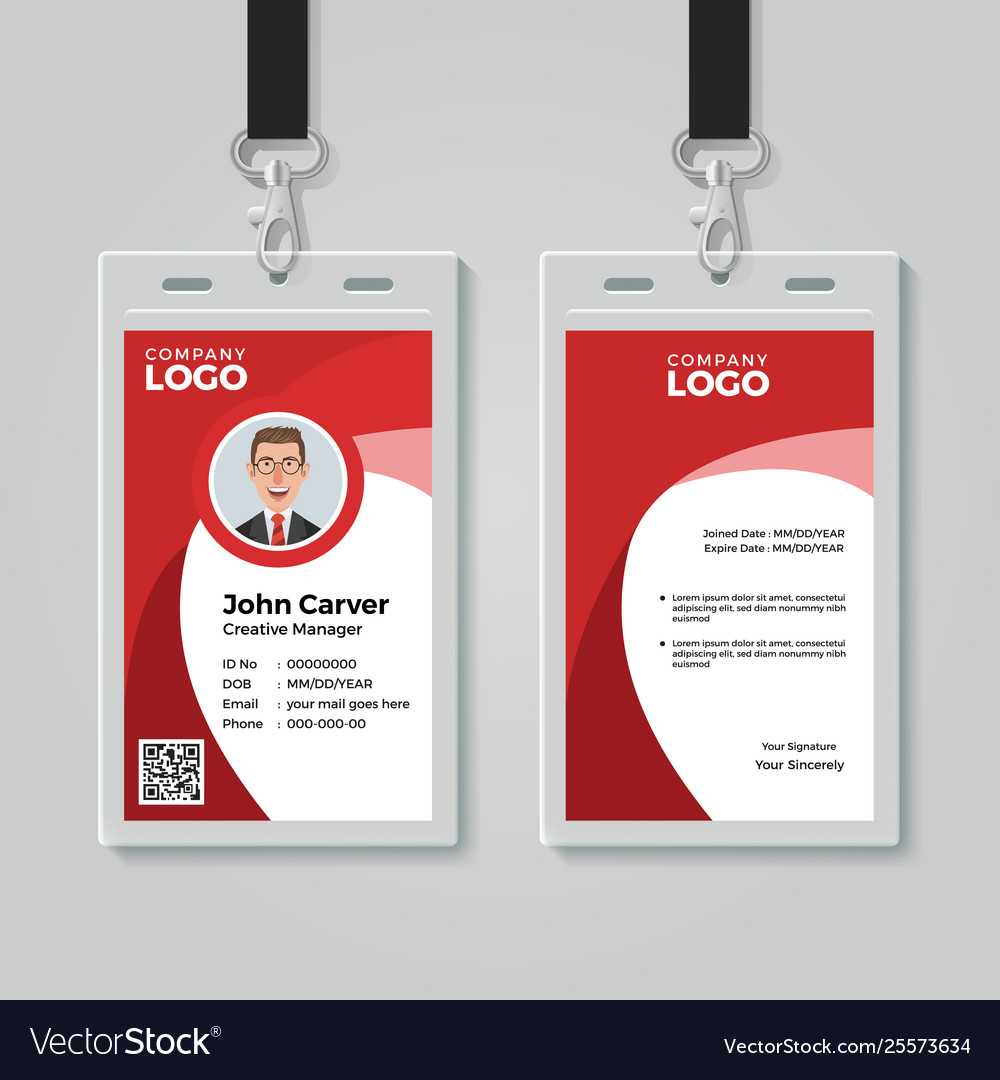 Red Corporate Id Card Template With Regard To Work Id Card Template