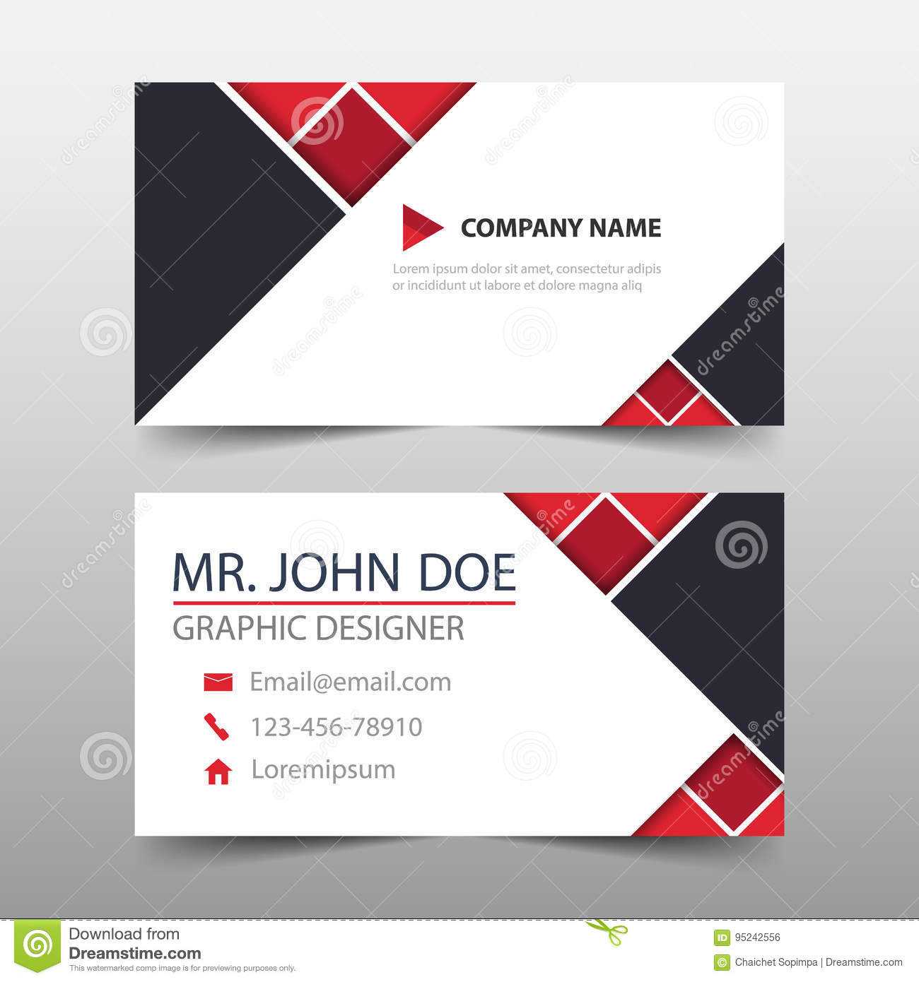 Red Triangle Corporate Business Card, Name Card Template With Buisness Card Template