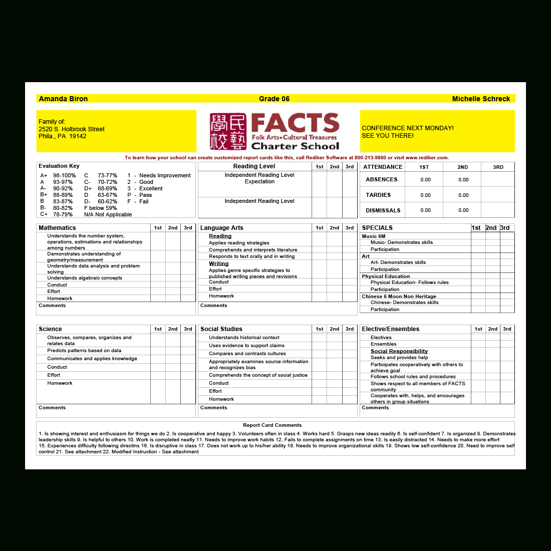 Report Card Software – Grade Management | Rediker Software Within Middle School Report Card Template