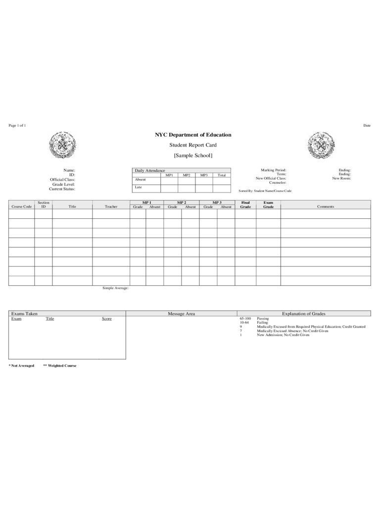 Report Card Template – 3 Free Templates In Pdf, Word, Excel For Fake Report Card Template