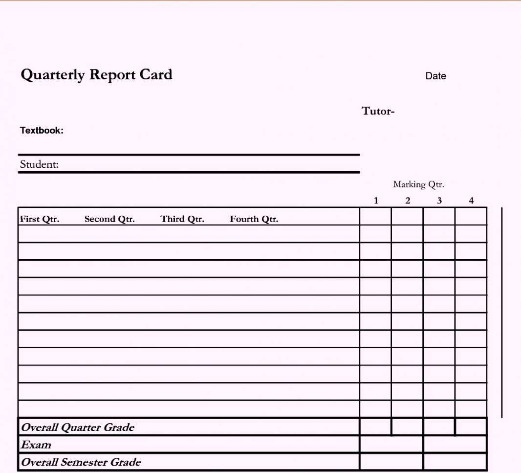 Report Card Template Editable Kindergarten Blank Homeschool Pertaining To Homeschool Report Card Template