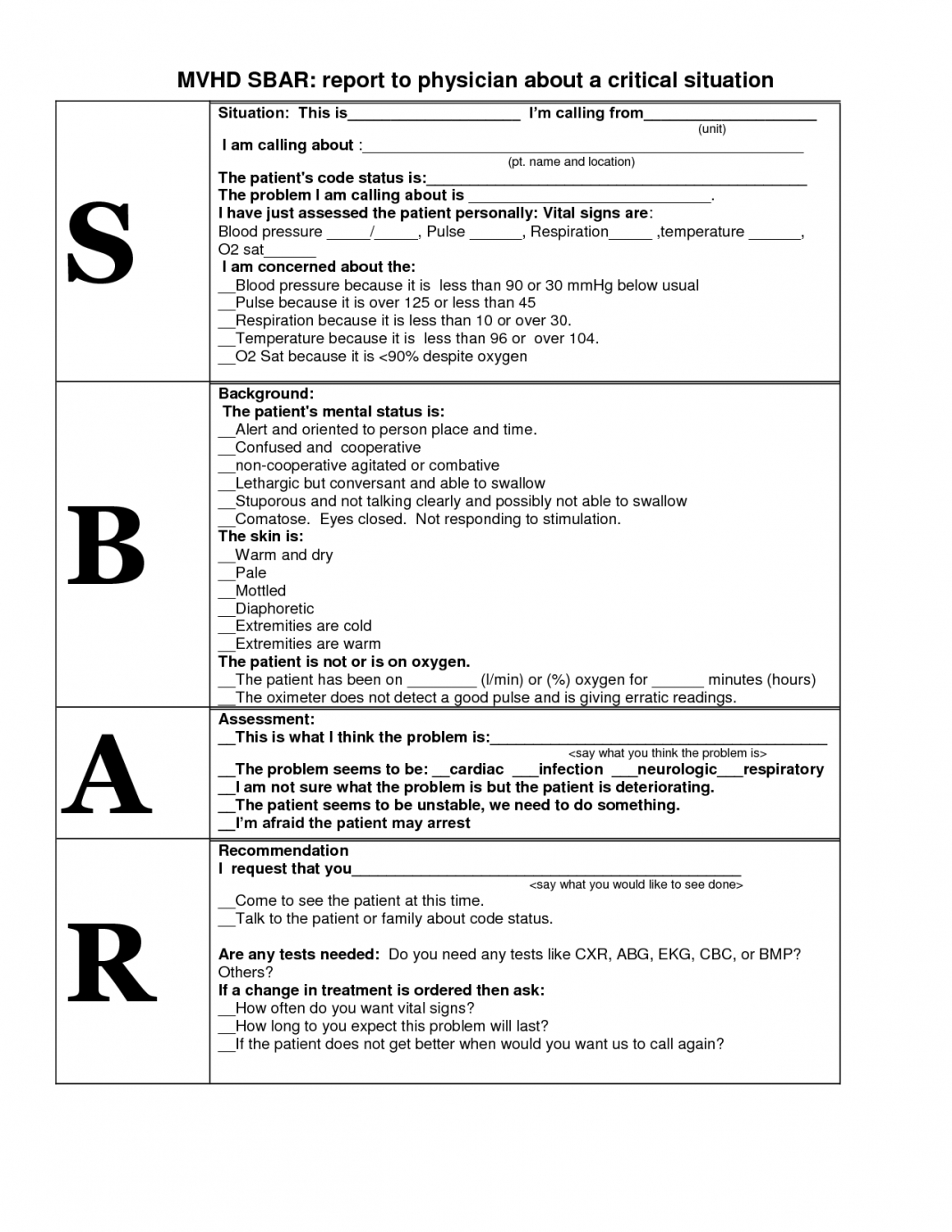 Report Examples Nursing Shift Sheet Fall Incident Example Rn Regarding Sbar Template Word