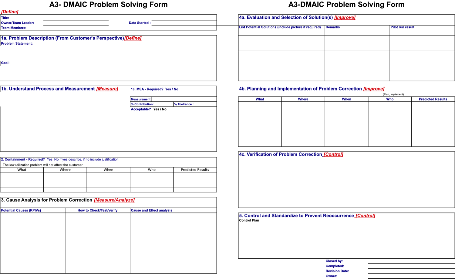 Report Examples Template Lean Manufacturing Six Sigma And Throughout Dmaic Report Template