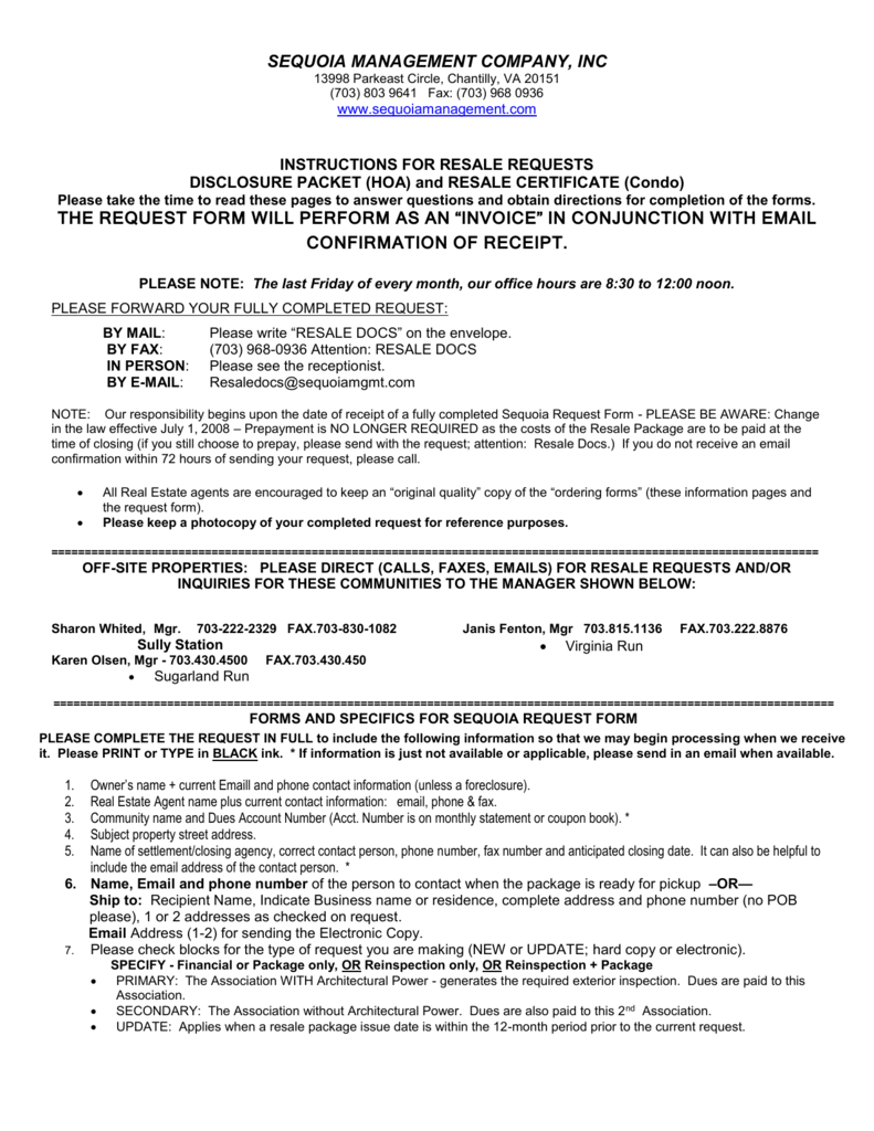 Resale Document Request Form - Centreville Community Foundation With Regard To Resale Certificate Request Letter Template