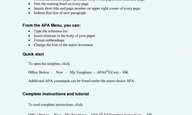 Research Paper Template Sample Microsoft Word Mla Outline within Apa Word Template 6Th Edition