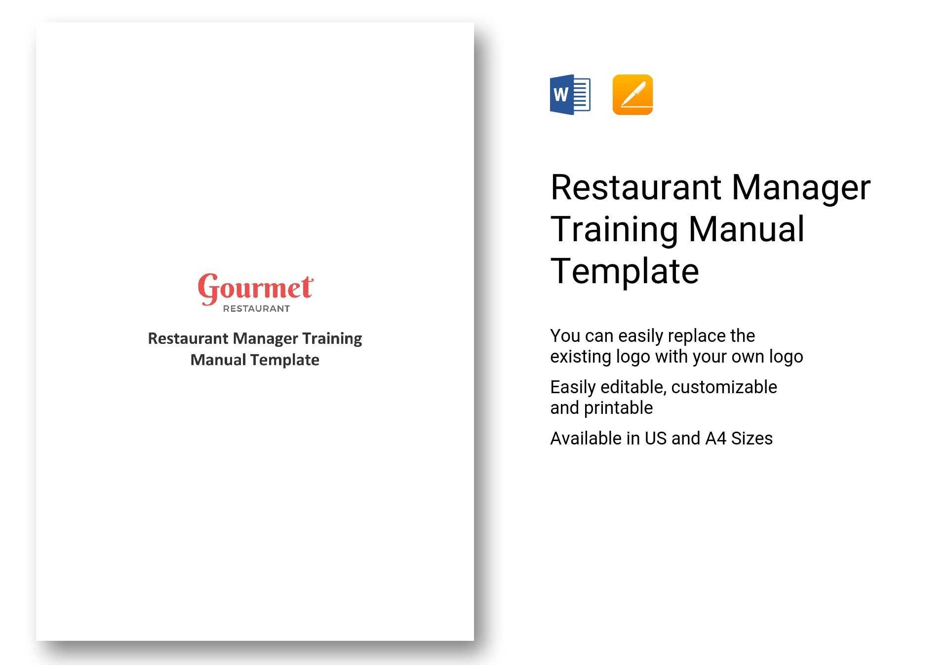 Restaurant Manager Training Manual Template In Word, Apple Pages For Training Documentation Template Word