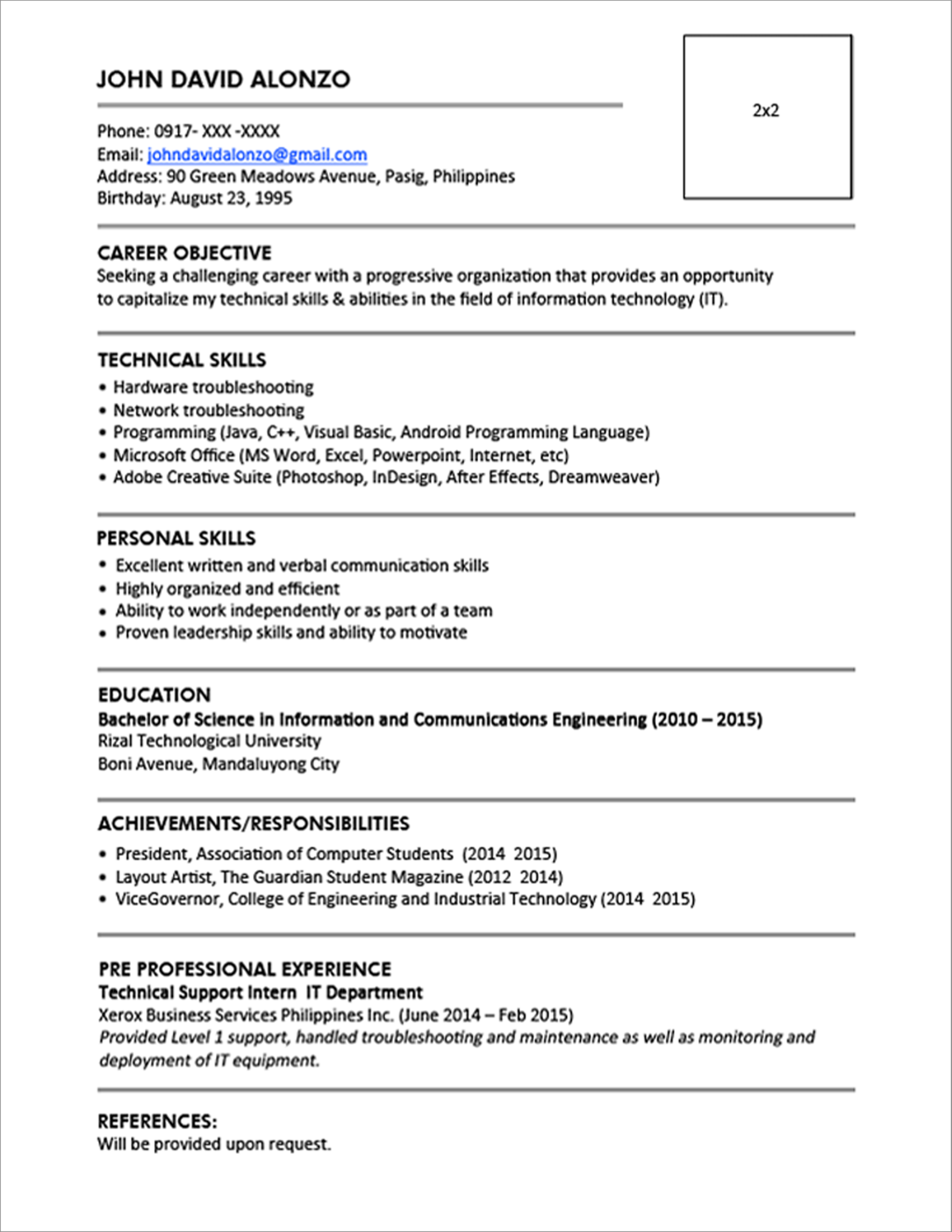 Resume Templates You Can Download | Jobstreet Philippines Regarding Free Basic Resume Templates Microsoft Word