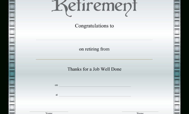 Retirement Certificate | Templates At Allbusinesstemplates for Retirement Certificate Template