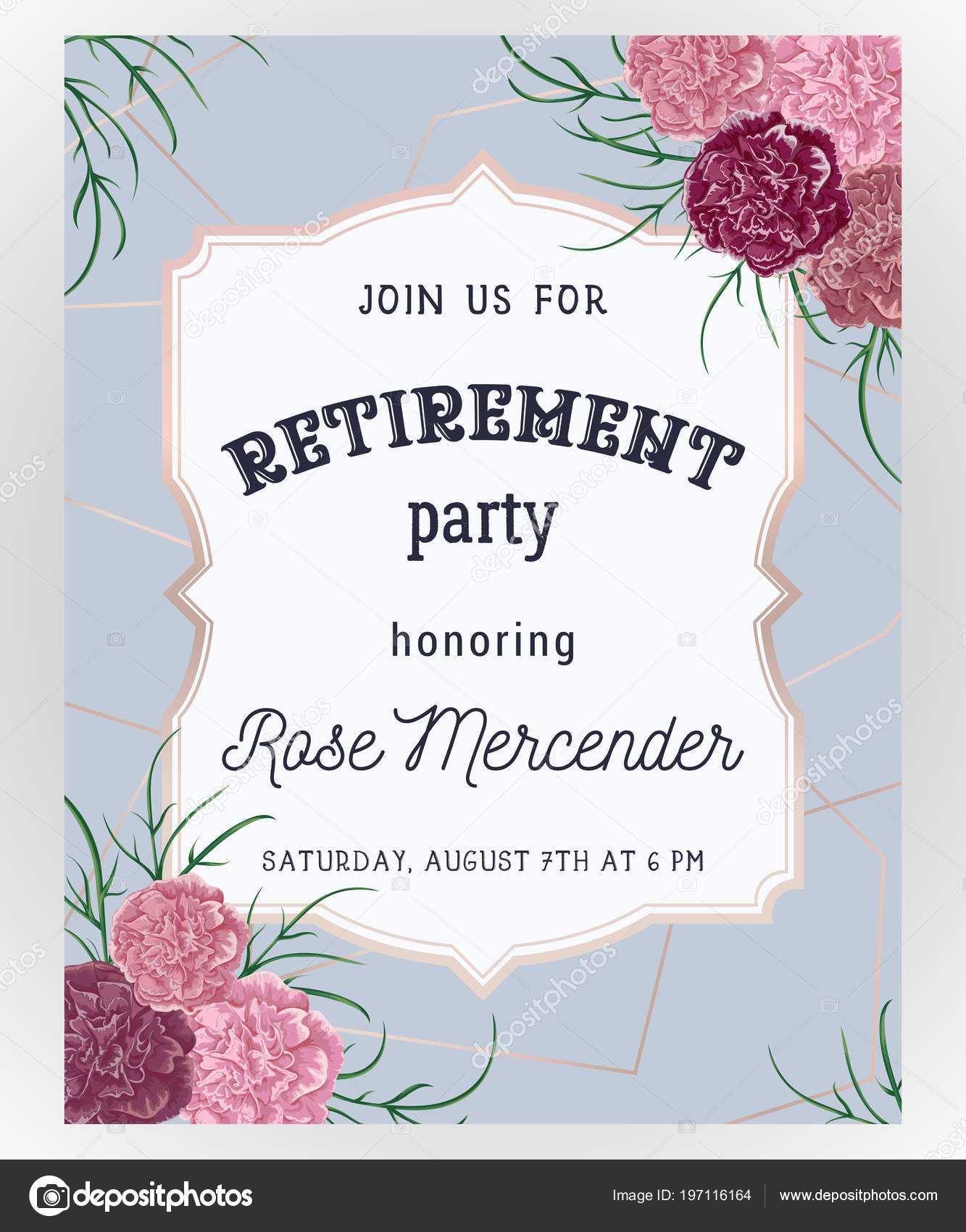 Retirement Party Invitation Design Template Rose Gold Within Retirement Card Template