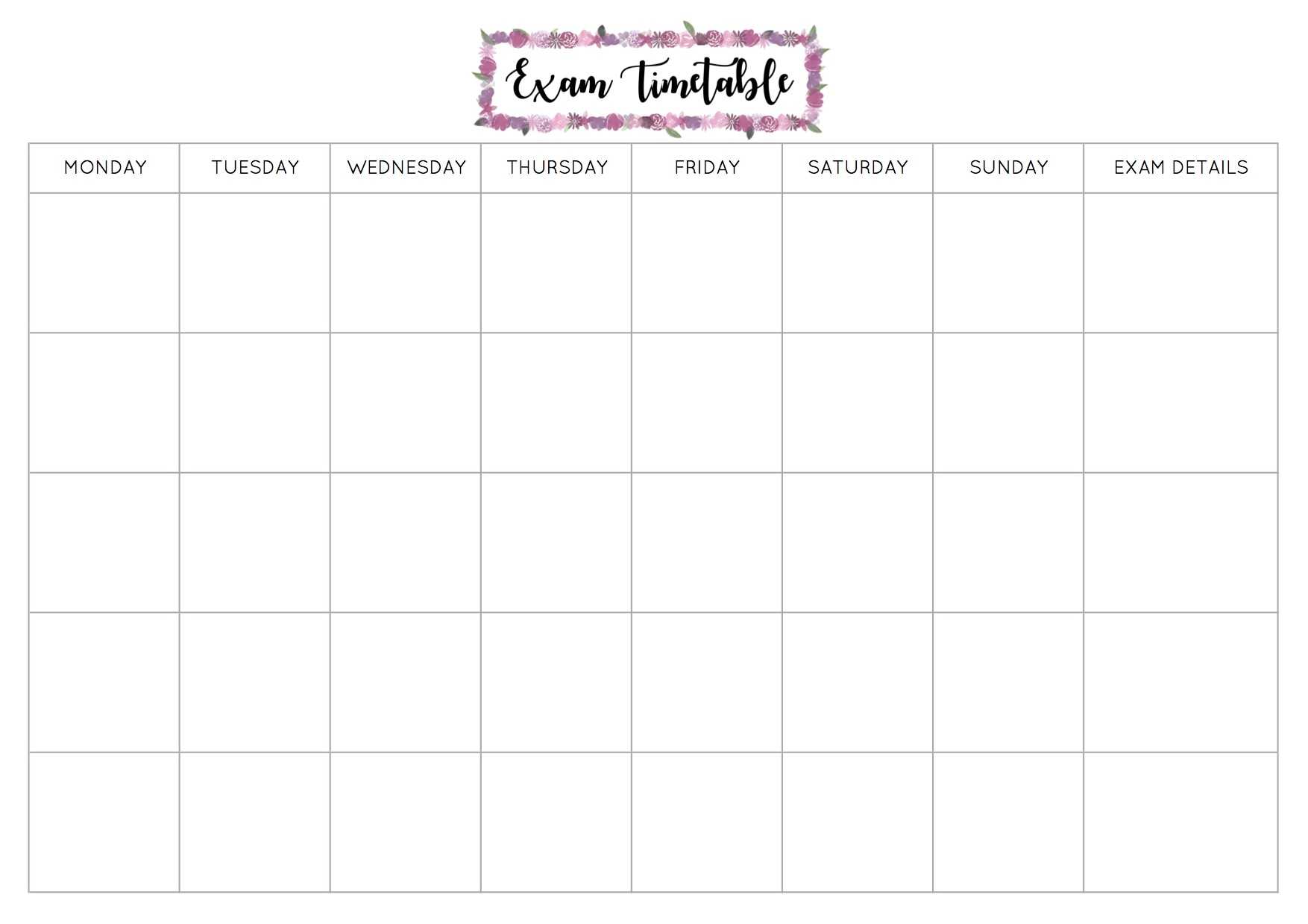 Revision Timetable Templates – Zohre.horizonconsulting.co In Blank Revision Timetable Template