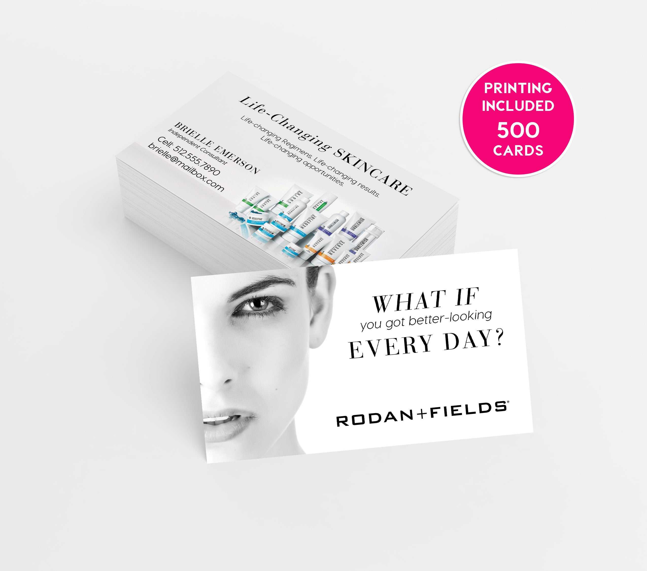 Rodan & Fields Consultant 500 Business Cards Printed Business Card Template  Personalized Calling Card Skincare R+F Mini Facial Product Cards Intended For Rodan And Fields Business Card Template