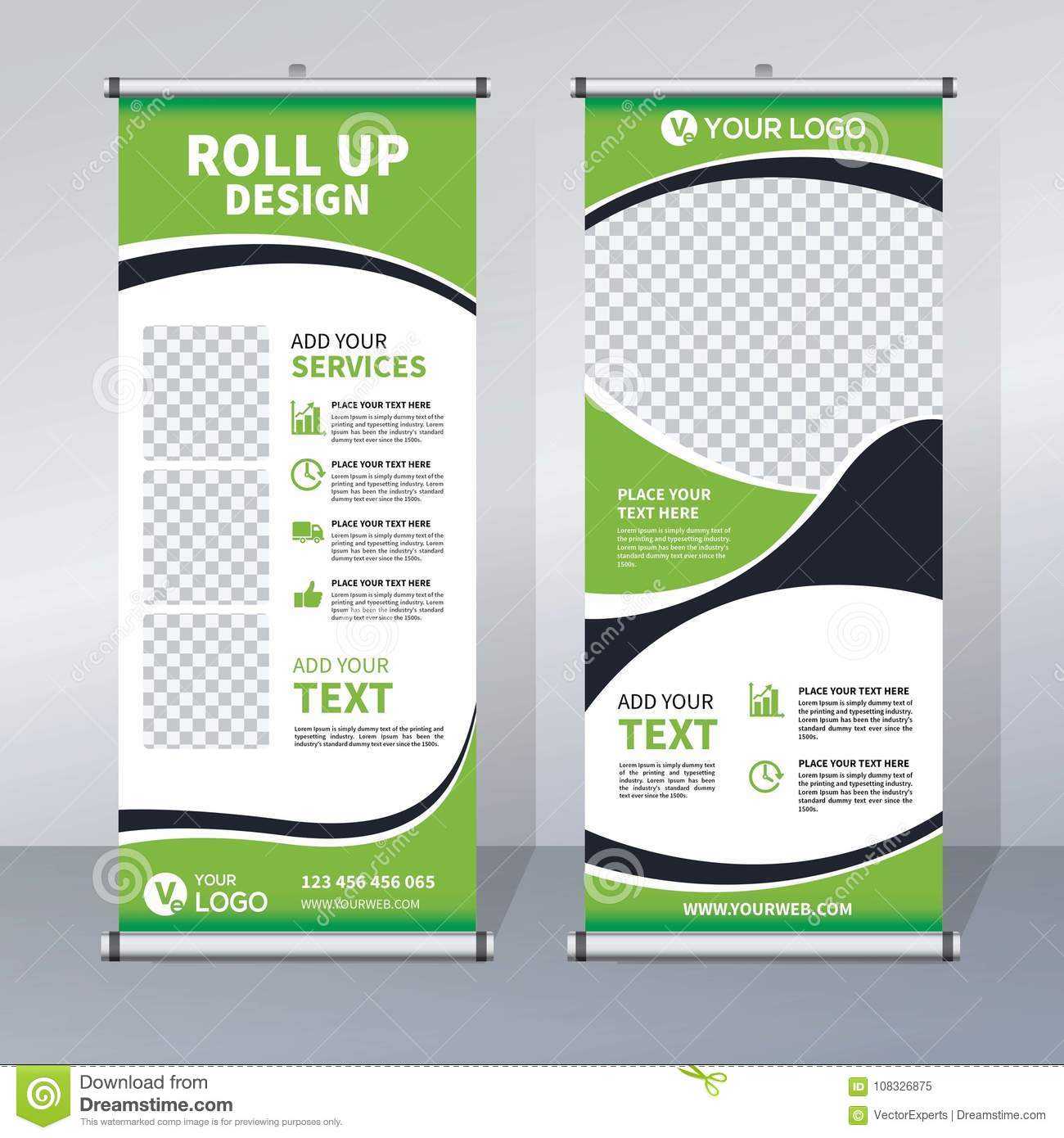 Roll Up Banner Design Template, Vertical, Abstract Throughout Pop Up Banner Design Template