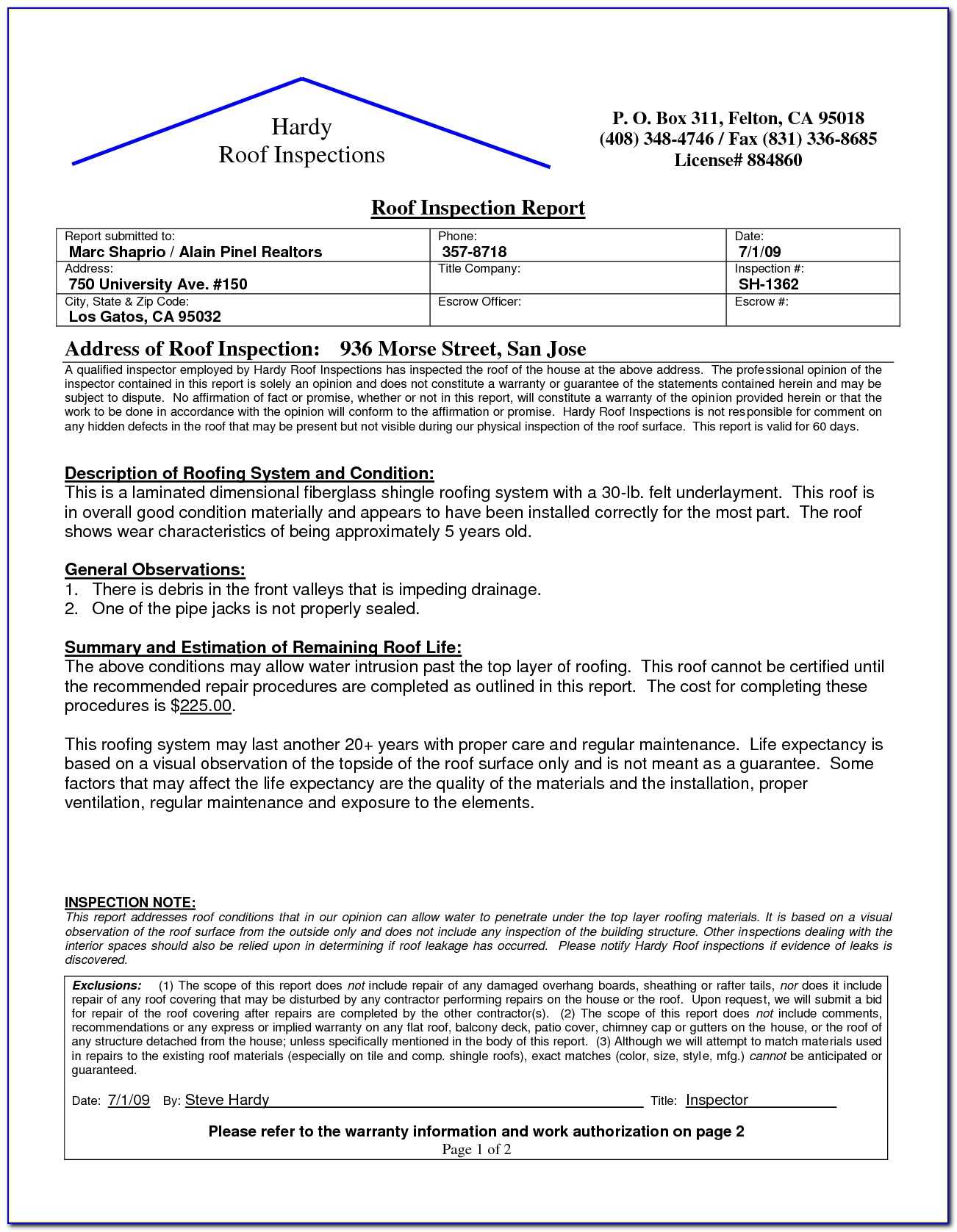 Roof Inspection Form Template – Form : Resume Examples Throughout Drainage Report Template