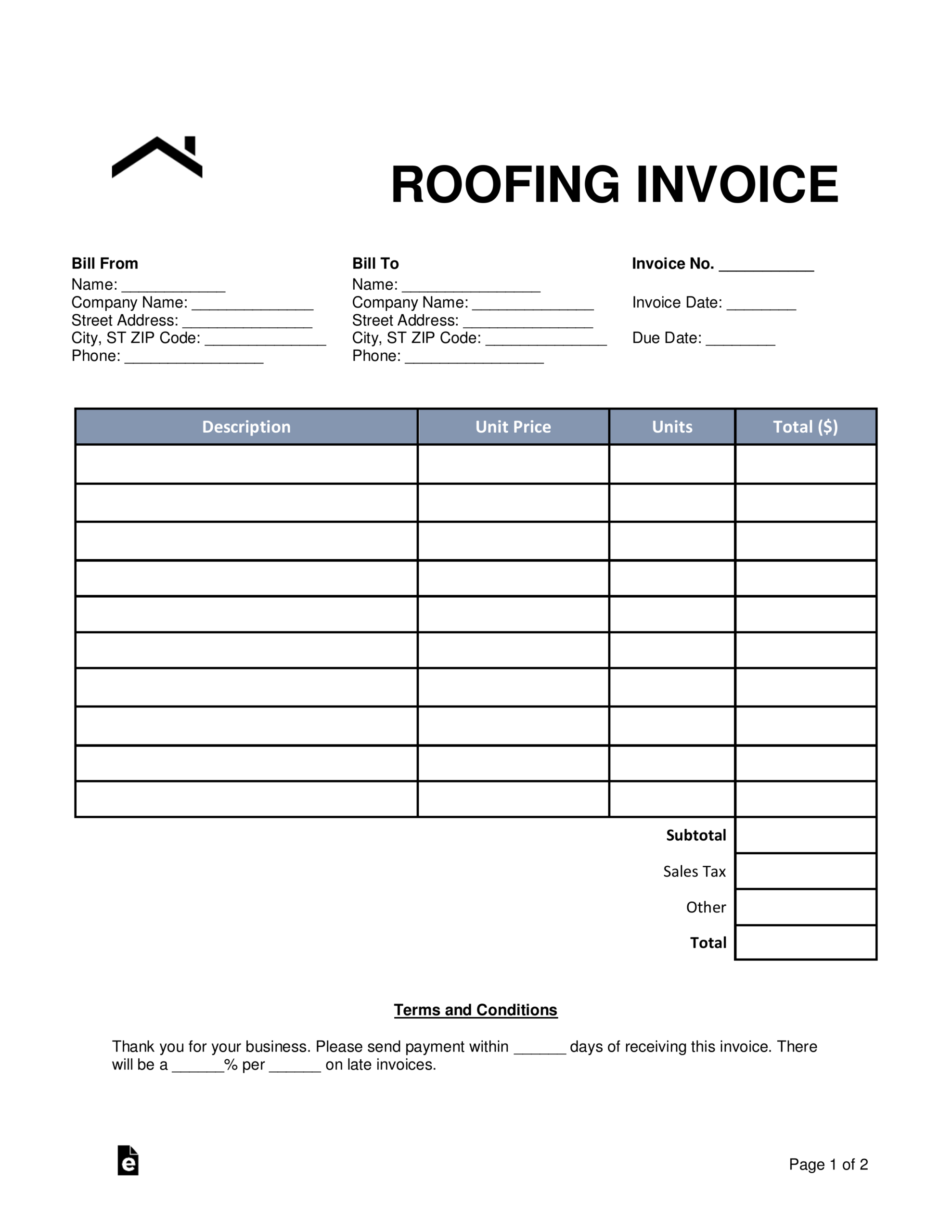 Roof Invoice – Zohre.horizonconsulting.co Regarding Roof Certification Template