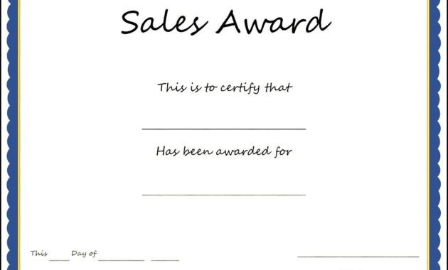 Sales Award Certificate Template - Sample Templates - Sample regarding Sales Certificate Template