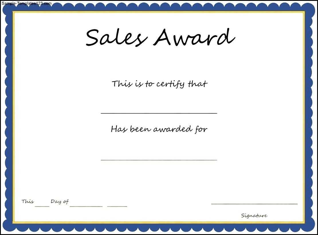 Sales Award Certificate Template - Sample Templates - Sample Regarding Sales Certificate Template
