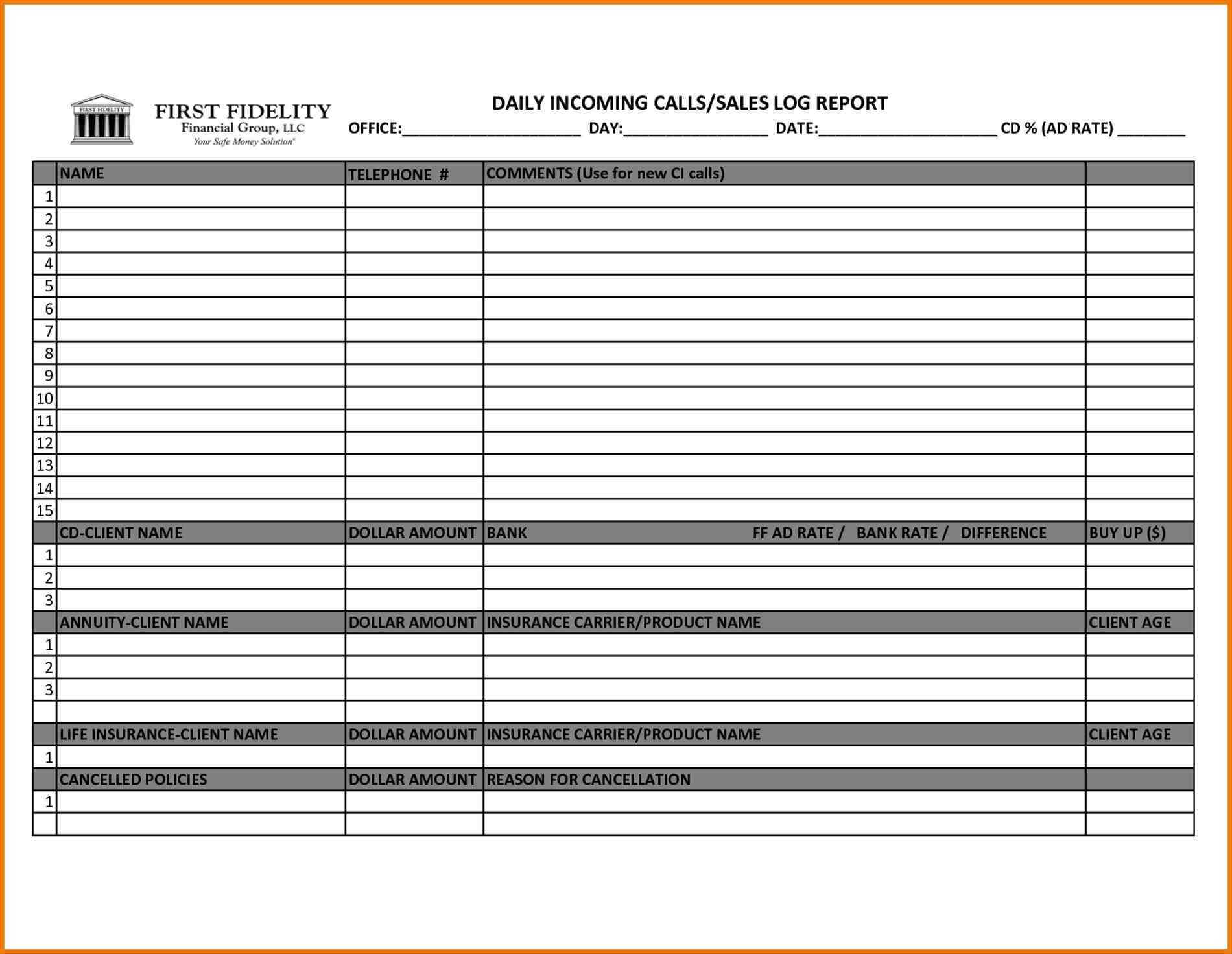 Sales Call Report Template Excel – Sample Templates – Sample Inside Daily Sales Report Template Excel Free