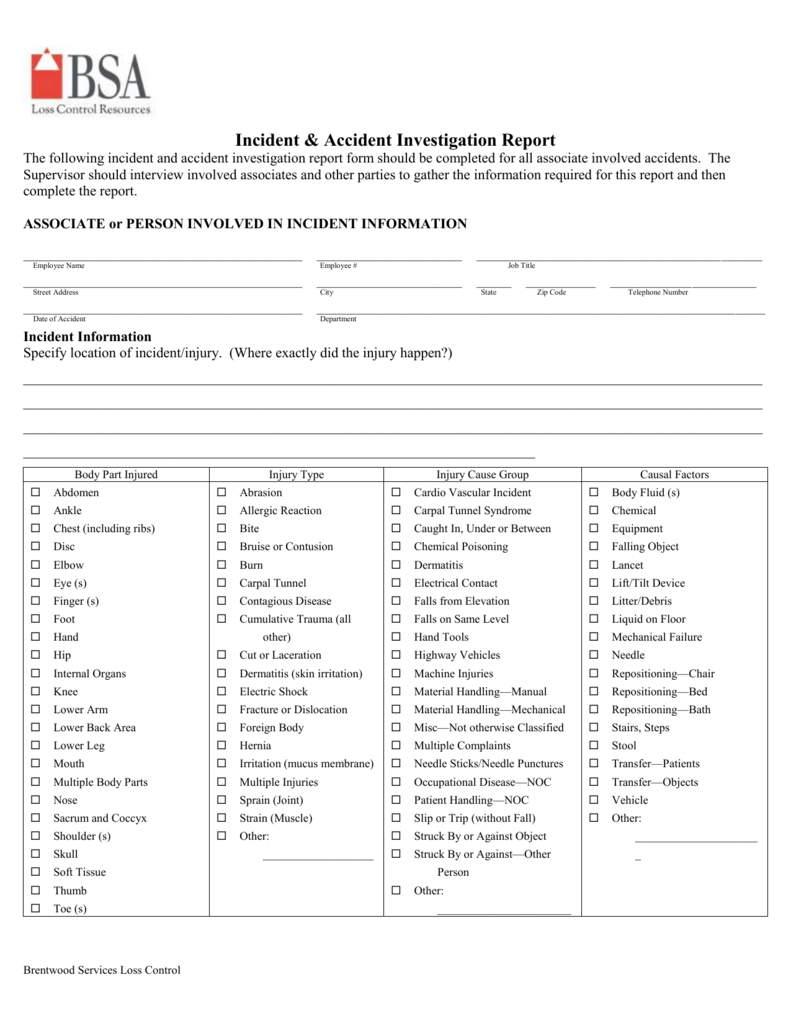 Sample Accident Investigation Throughout Noc Report Template