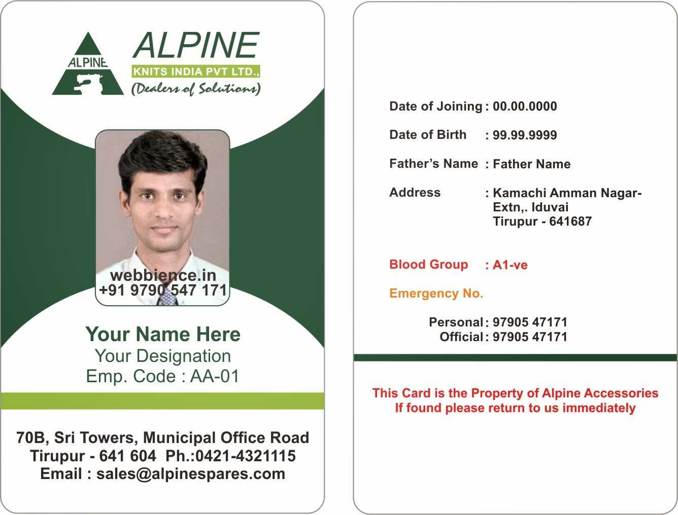 Sample Employee Id Card – Zohre.horizonconsulting.co Pertaining To Id Badge Template Word