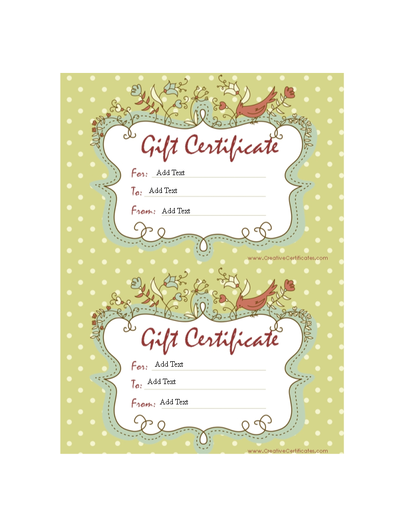 Sample Gift Certificate | Templates At Allbusinesstemplates Throughout Homemade Gift Certificate Template