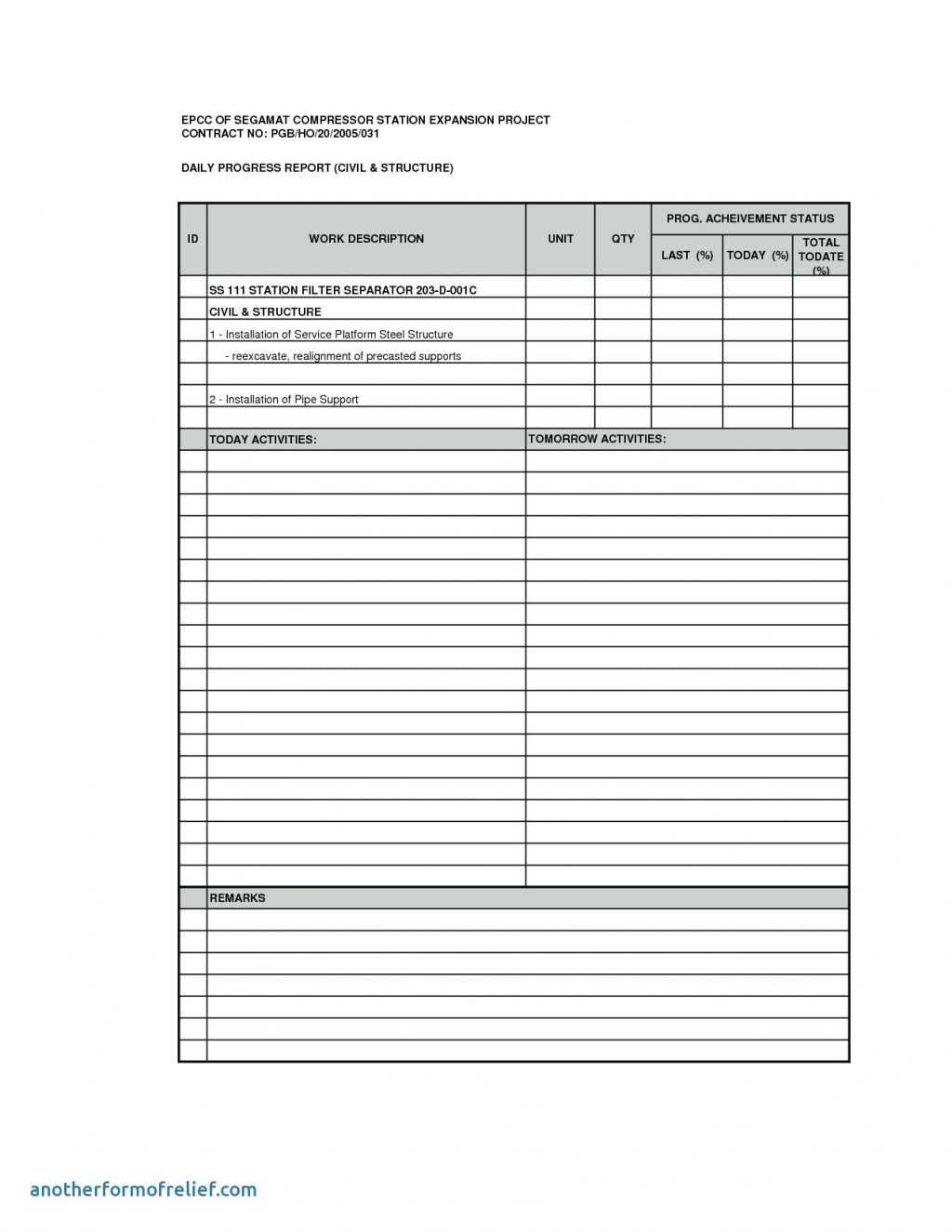 Sample Of Construction Daily Report Template Project S Throughout Daily Status Report Template Xls