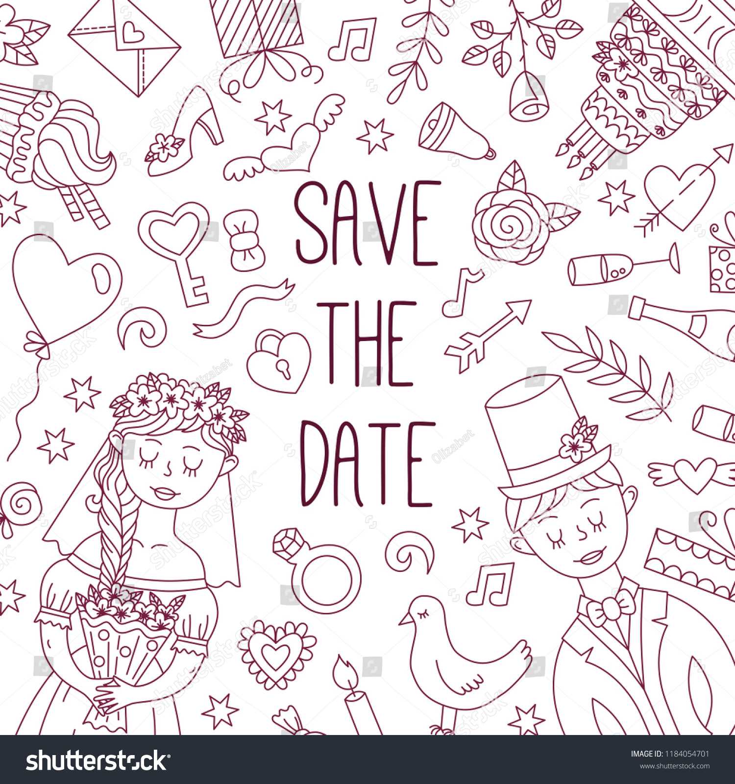 Save Date Wedding Doodle Line Banner Stock Vector (Royalty With Bride To Be Banner Template
