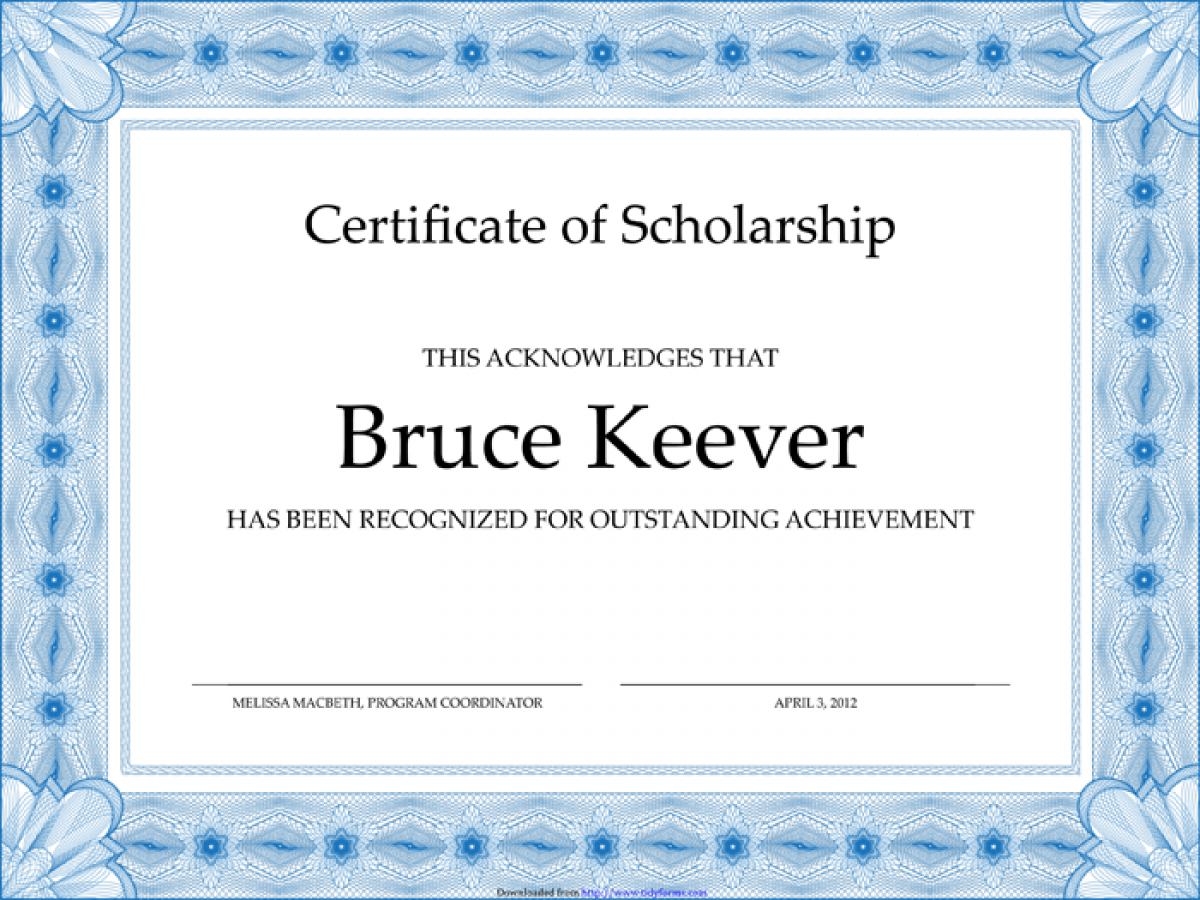 Scholarship Certificate Template Word And Eps Format Inside Scholarship Certificate Template