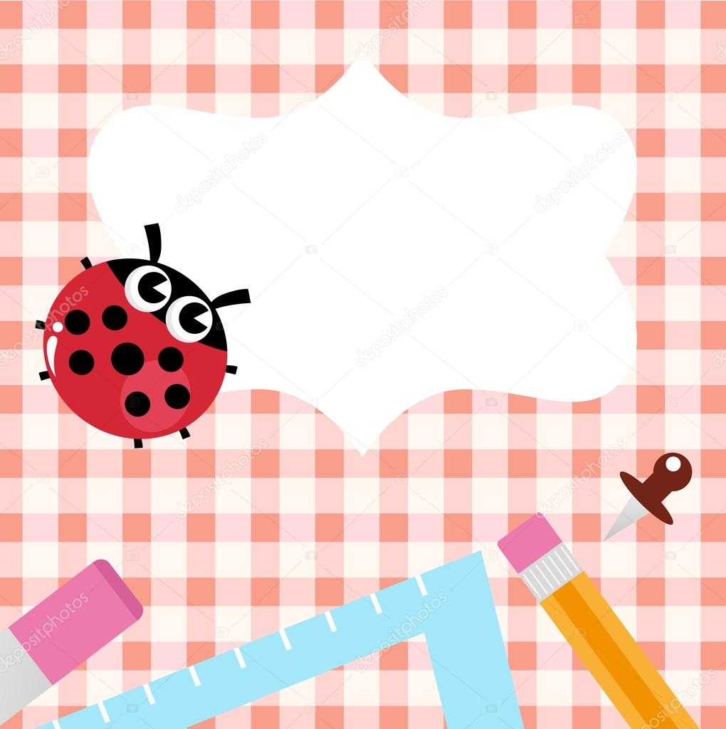 School Blank Banner With Ladybug And Accessories — Stock With Blank Ladybug Template