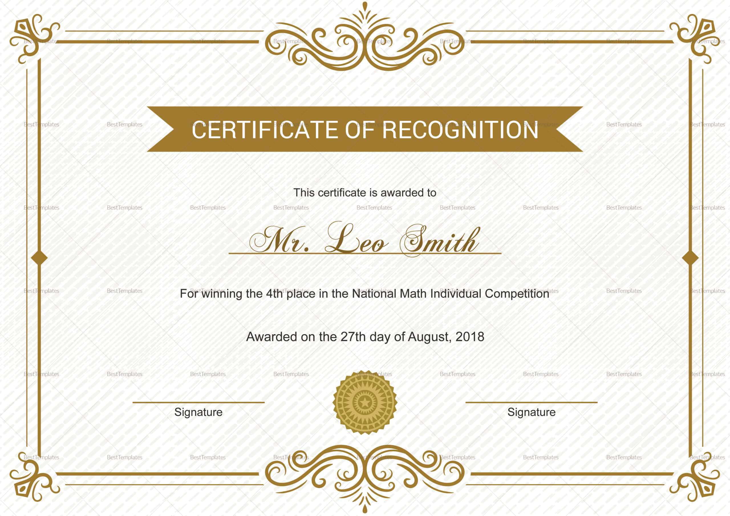 School Recognition Certificate Template With Certificate Templates For School