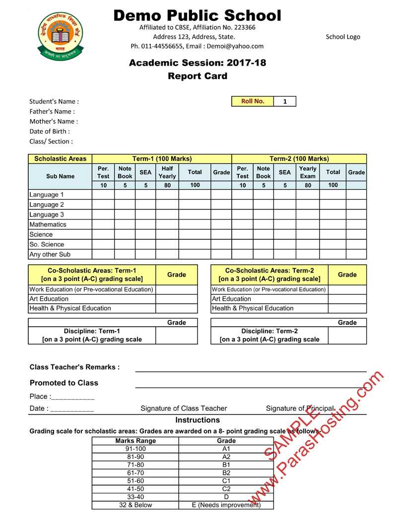 School Report Card Format – Zohre.horizonconsulting.co In Homeschool Report Card Template Middle School