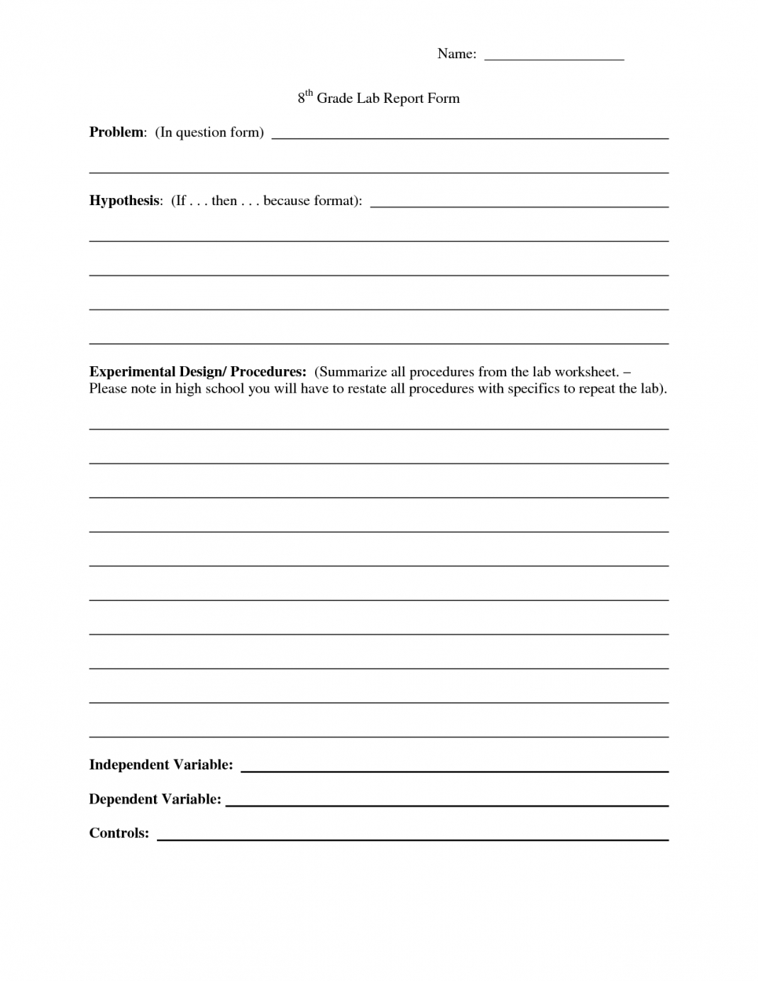 Science Lab Report Example Middle School Format Introduction Intended For Lab Report Template Middle School