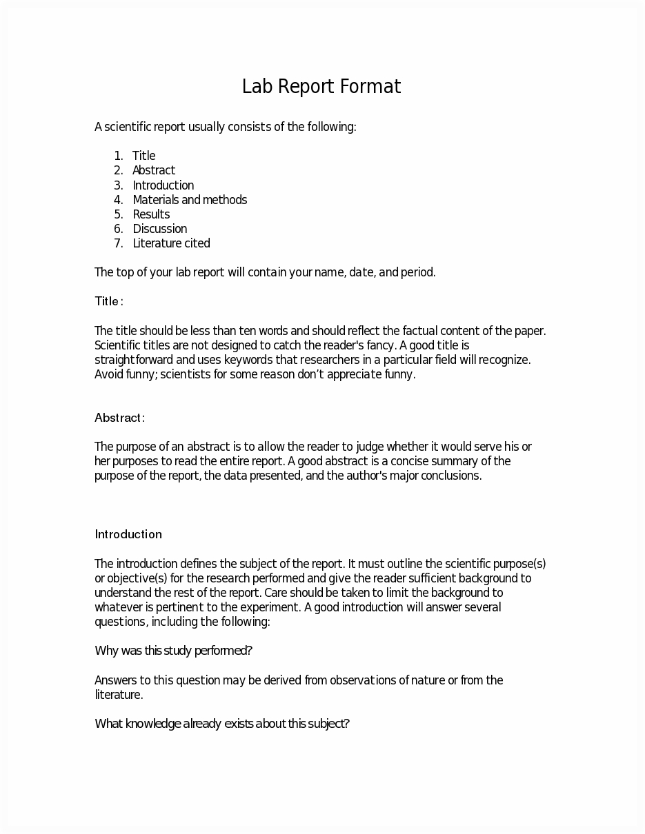 Science Lab Report Template Examples Middle School Example Intended For Science Experiment Report Template