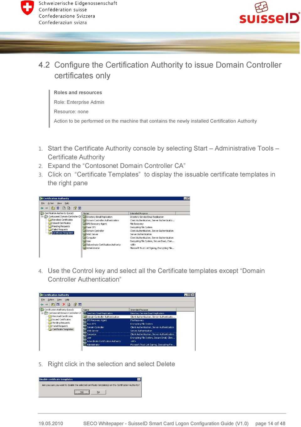 Seco Whitepaper. Suisseid Smart Card Logon Configuration Intended For Domain Controller Certificate Template