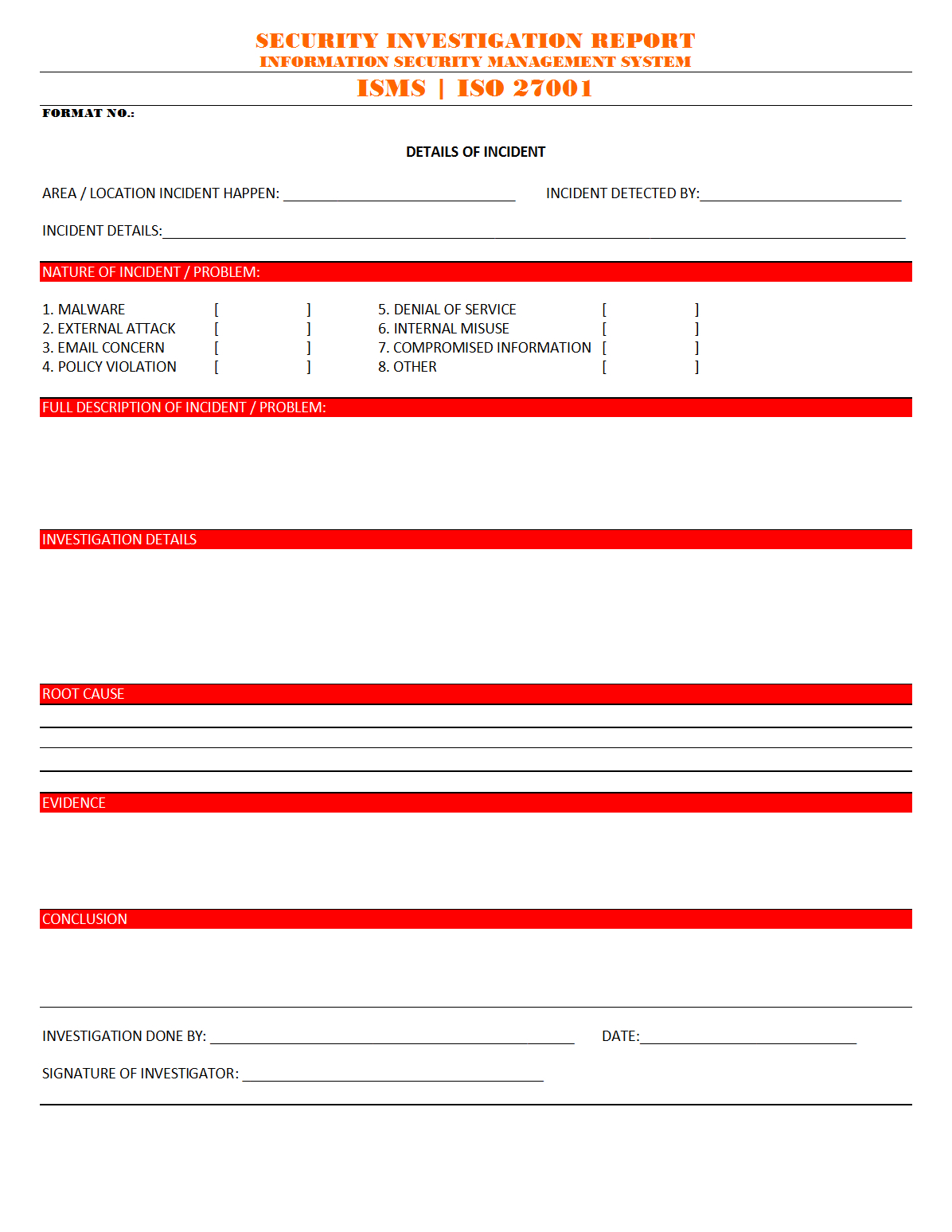 Security Investigation Report – Inside Investigation Report Template Doc