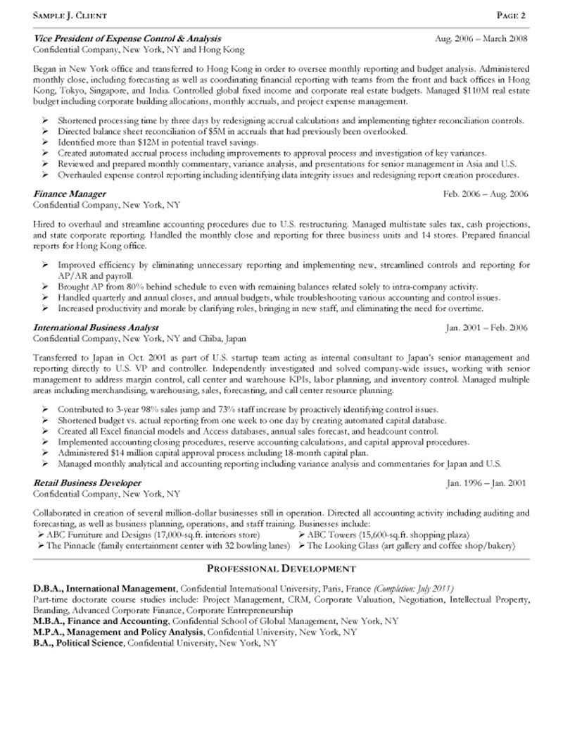 Senior Operating And Finance Executive Resume Within Report To Senior Management Template
