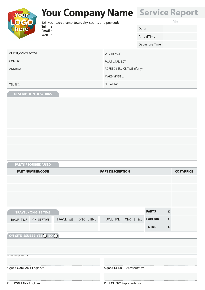 Service Report Template Artwork For Carbonless Ncr Printing Regarding Customer Contact Report Template