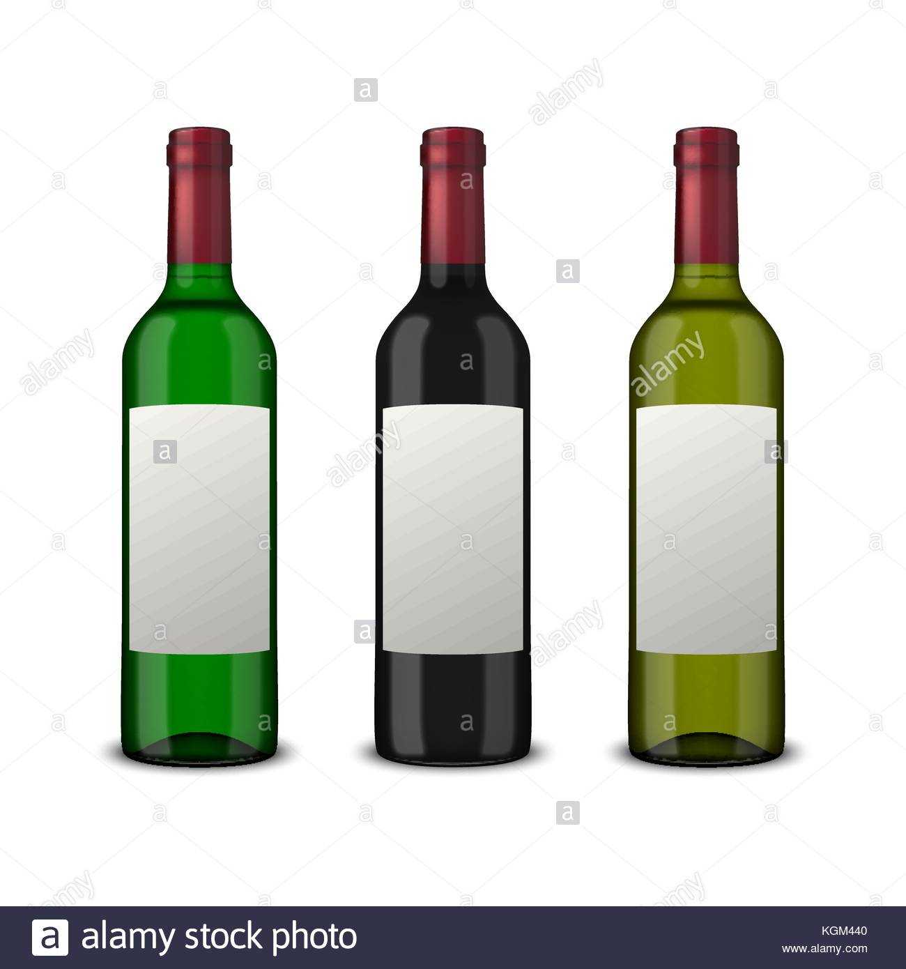 Set 3 Realistic Vector Bottles Of Wine With Blank Labels With Regard To Blank Wine Label Template