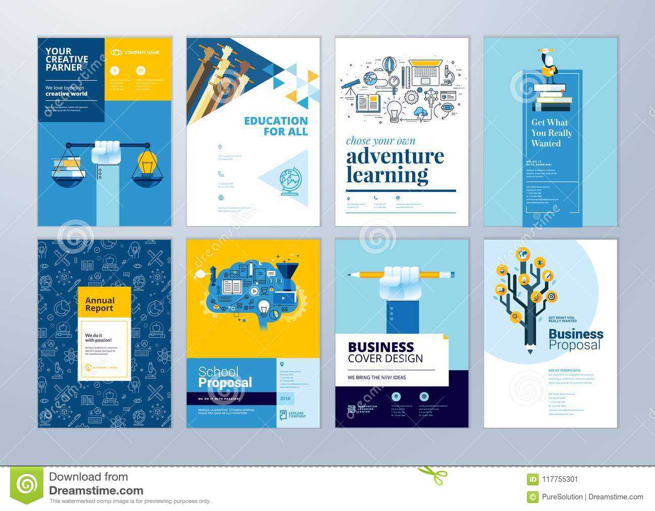 Set Of Brochure Design Templates On The Subject Of Education With Online Free Brochure Design Templates