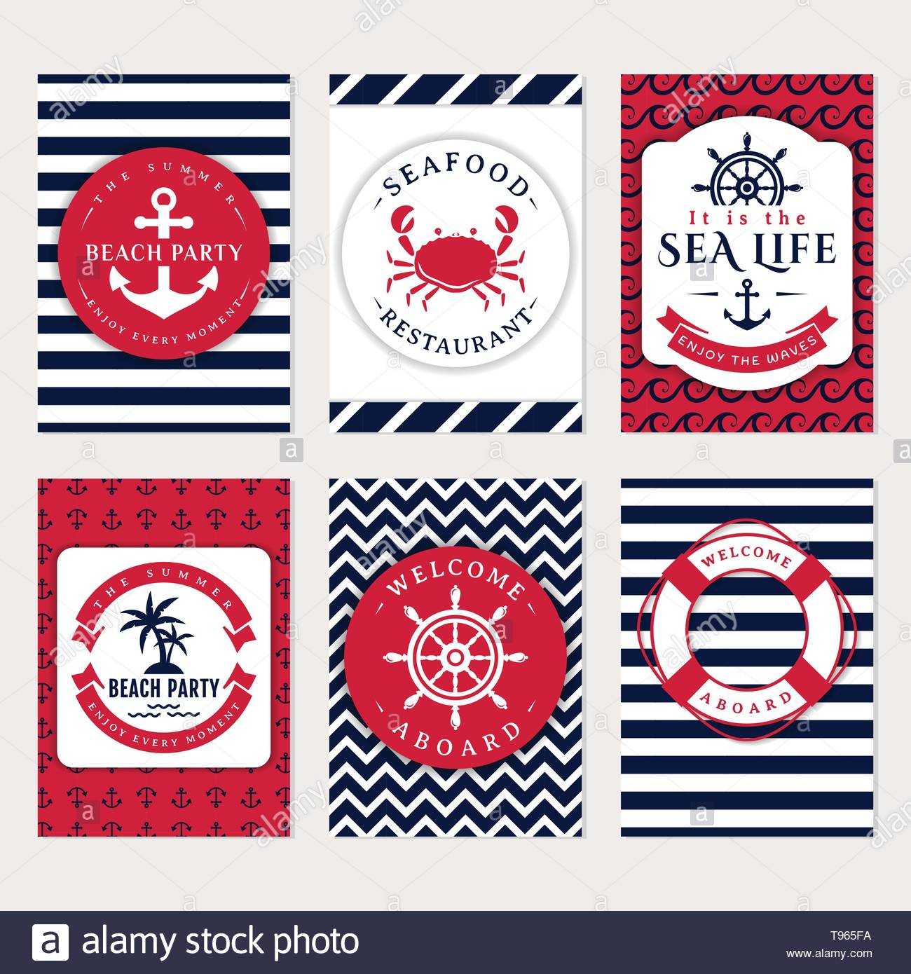 Set Of Nautical And Marine Banners And Flyers. Elegant Card For Nautical Banner Template